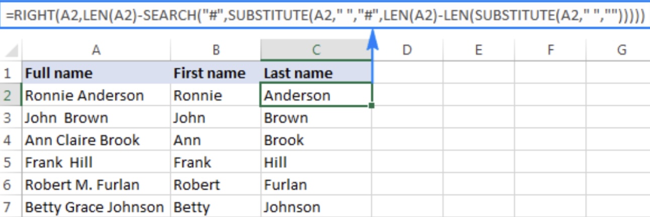 Separate first and last names in Excel and rewrite the headers 1